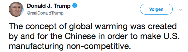 Tweet Trumo over klimaat